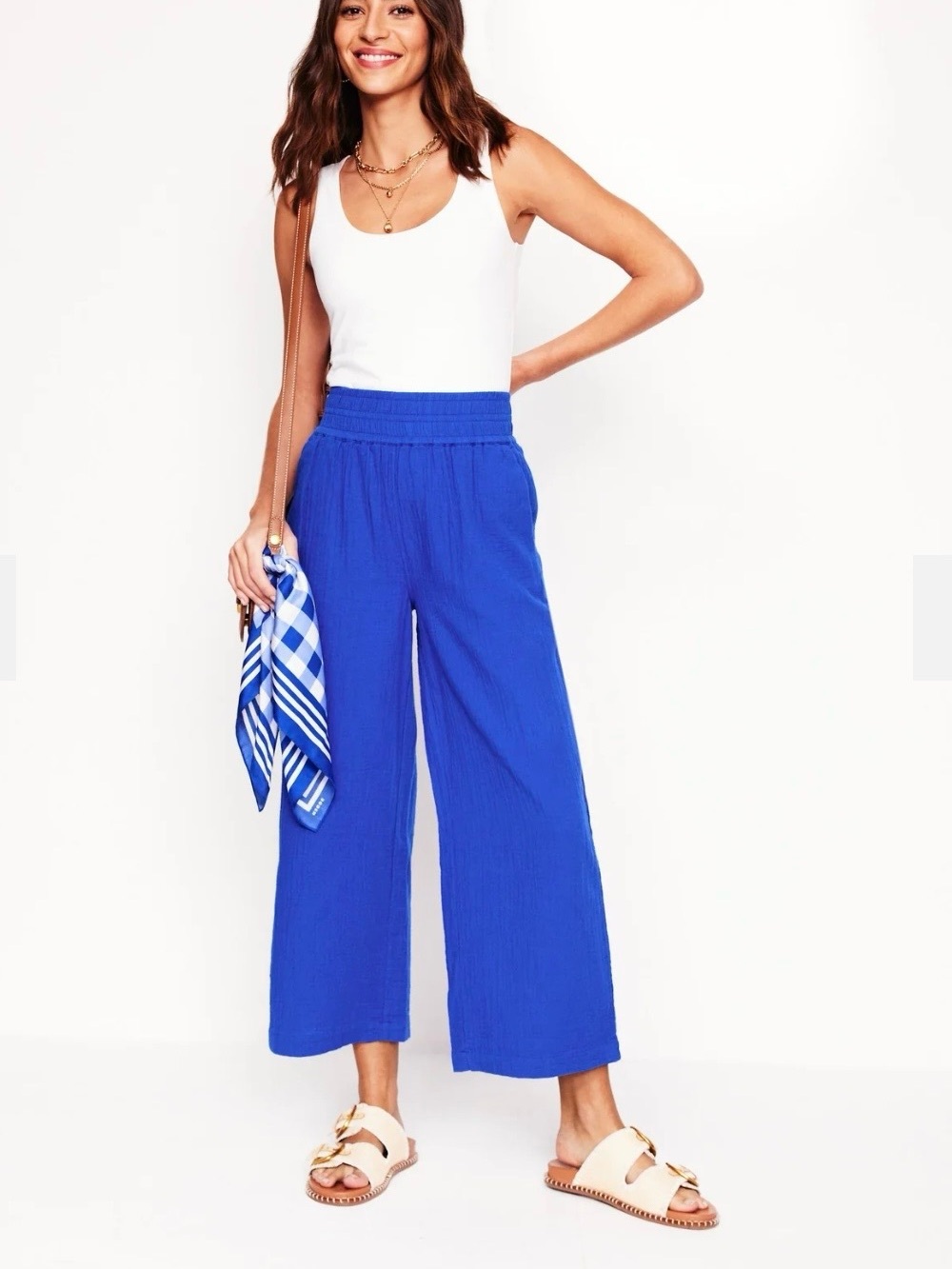 Boden Cropped Double Cloth Pants in Bright Blue - size 6